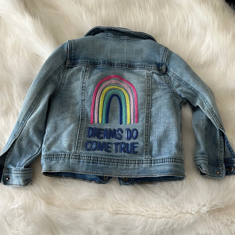 Cat and jack jean jacket toddler 2t rainbow blue preowned - Picture 1 of 3